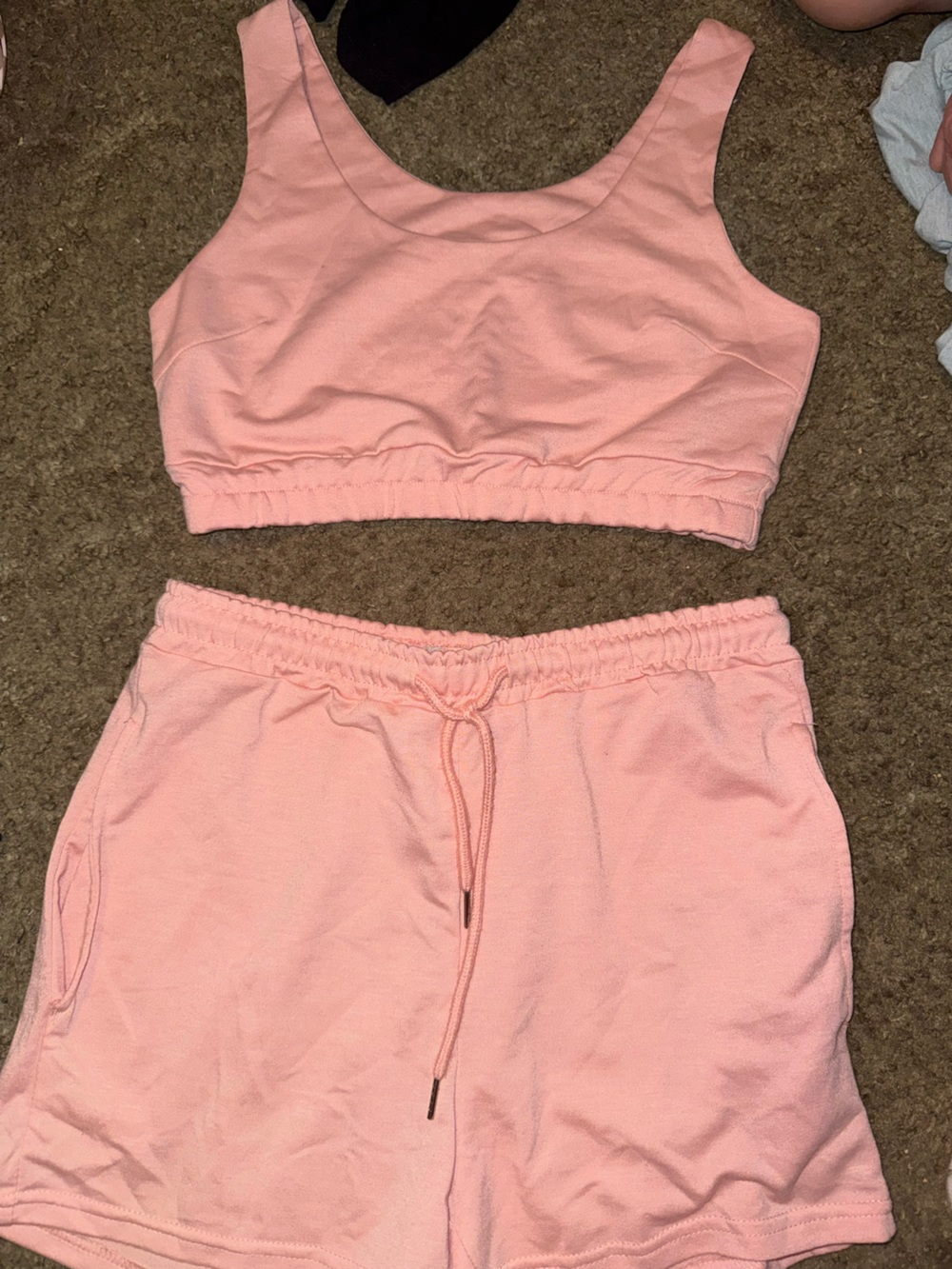 Women's Soft Pink Lounge Shorts and Cropped Tank